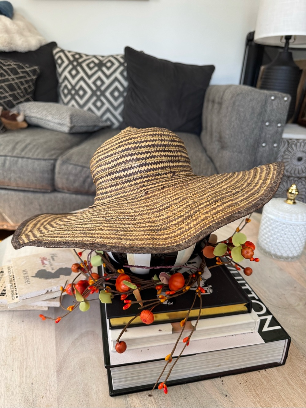 Woven Straw Sun Hat - Natural/Brown -